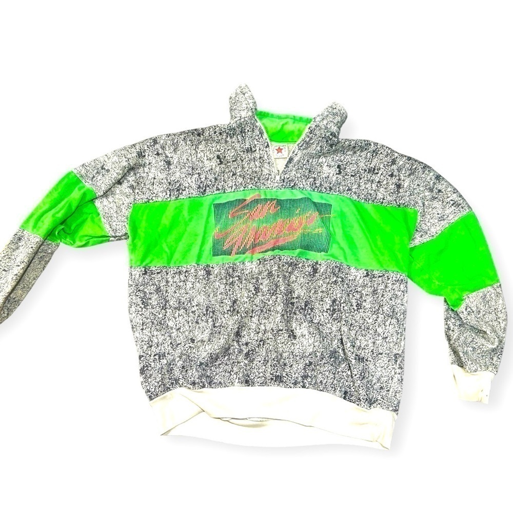 1980S VINTAGE SAN FRANCISCO NEON 1/4 ZIP MOCK NECK SWEATSHIRT size XL